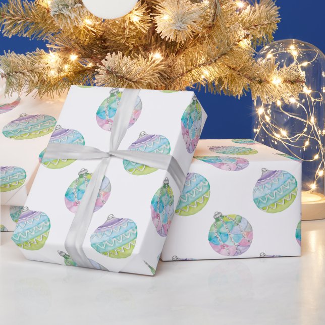 Papier Cadeau Aquarelle ornements de Noël (Vacances)