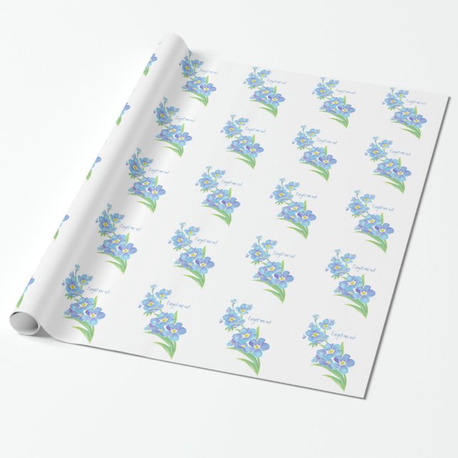 Papier Cadeau Aquarelle Oubliez-moi pas de fleur Joli bleu flora (Déroulé)