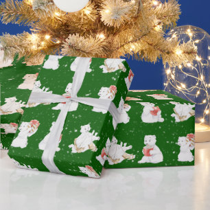 Papier Cadeau Aquarelle Ours Polaires Dans Les Snowflakes