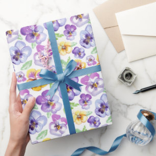 Papier Cadeau Aquarelle Pansy Flowers