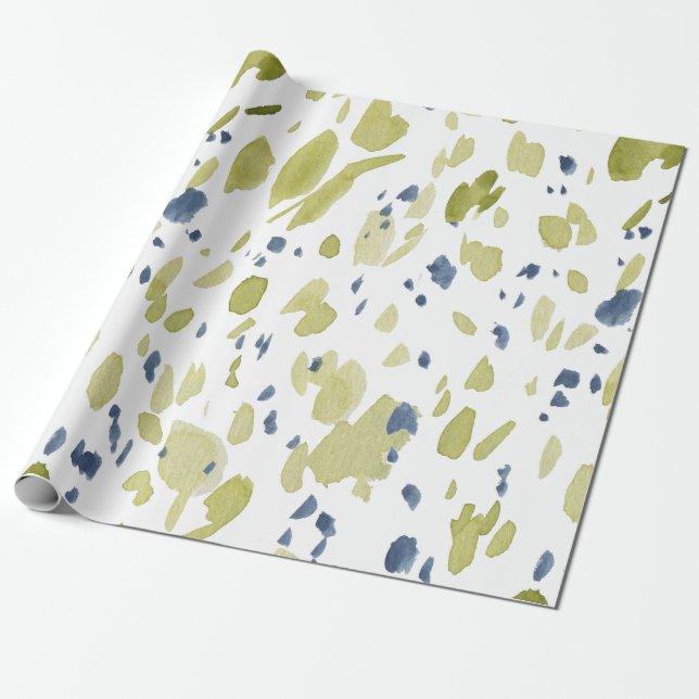 Papier Cadeau Aquarelle Papier d'enveloppement vert et bleu ress (Déroulé)