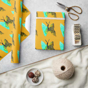 Papier Cadeau Aquarelle papillon aqua joli