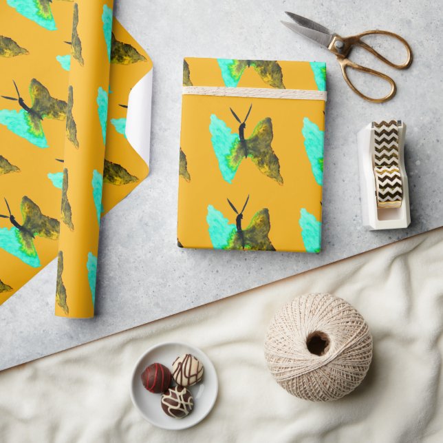 Papier Cadeau Aquarelle papillon aqua joli (Artisanat)
