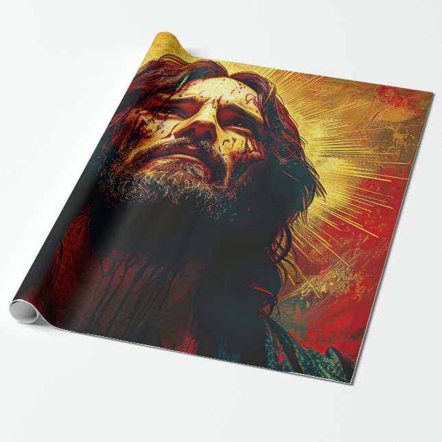 Papier Cadeau aquarelle peinture de jésus christ (Déroulé)