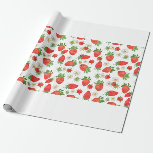 Papier Cadeau Aquarelle Peinture motif transparent de strawberri
