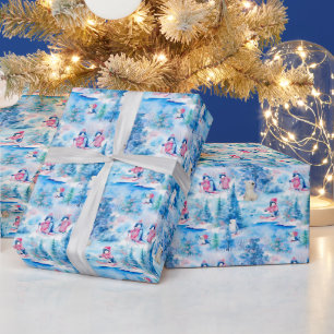 Papier Cadeau Aquarelle Penguins de Noël & Ours Polaires