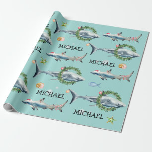 Papier Cadeau Aquarelle personnalisée Grand requin blanc