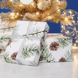 Papier Cadeau Aquarelle Pine et Pinecones vacances