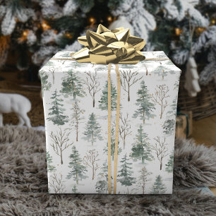 Papier Cadeau Aquarelle Pine Noël Arbres de Noël
