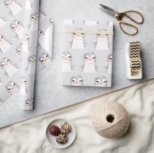 Papier Cadeau Aquarelle Pingouin Cute Moderne