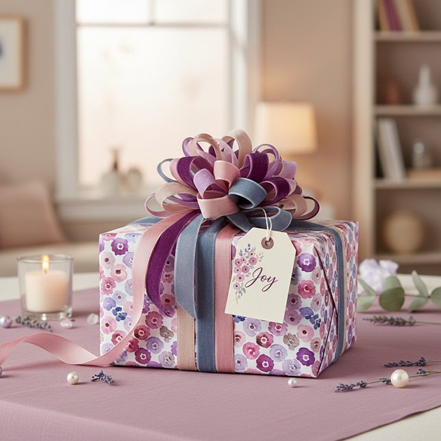 Papier Cadeau Aquarelle points fleurs motif (Créateur téléchargé)