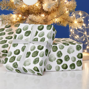 Papier Cadeau Aquarelle Points verts Noël moderne