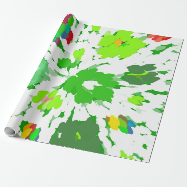 Papier Cadeau Aquarelle Pop Art Floral (Déroulé)