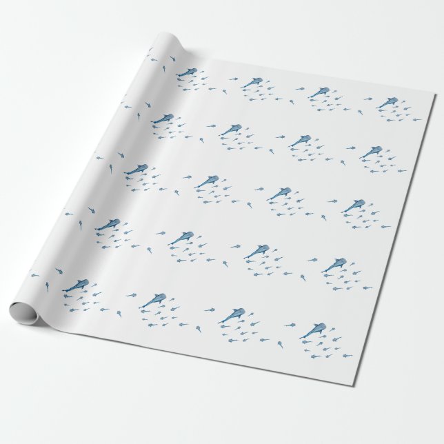 Papier Cadeau Aquarelle requin (Déroulé)