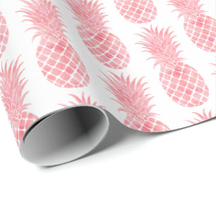 Papier Cadeau Aquarelle rose Ananas tropical