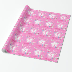 Papier Cadeau Aquarelle rose ballet swaps 5e anniversaire envelo