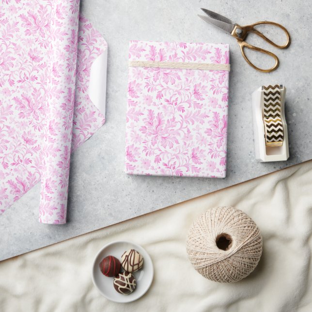 Papier Cadeau Aquarelle rose et blanc Floral (Artisanat)