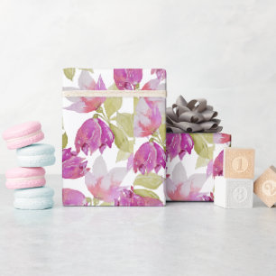 Papier Cadeau Aquarelle rose Lilac Magnolia