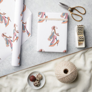 Papier Cadeau Aquarelle rose mignonne Diva Glam Stilettos