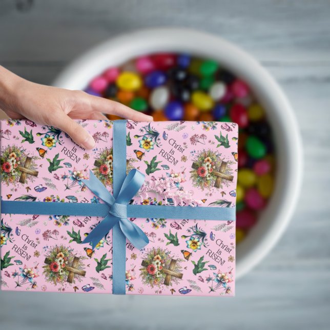 Papier Cadeau Aquarelle rose Motif de Pâques (Créateur téléchargé)