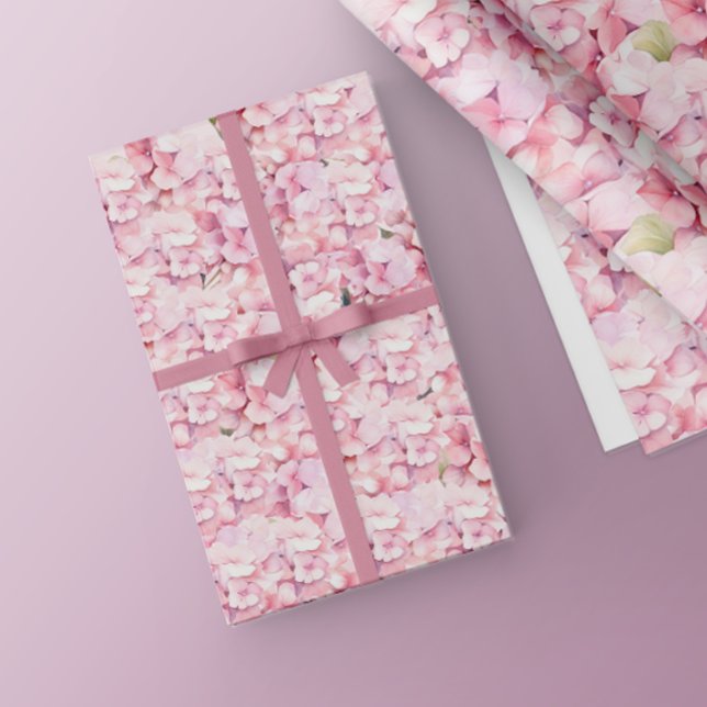 Papier Cadeau Aquarelle rose pâle Baby shower à motifs floraux (Créateur téléchargé)