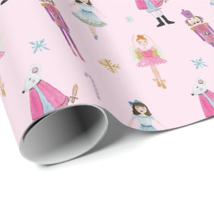Papier Cadeau Aquarelle rose Whimsical Ballet Casse-Noisettes