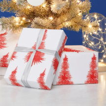 Aquarelle rouge Whimsical motif d'arbre de Noël