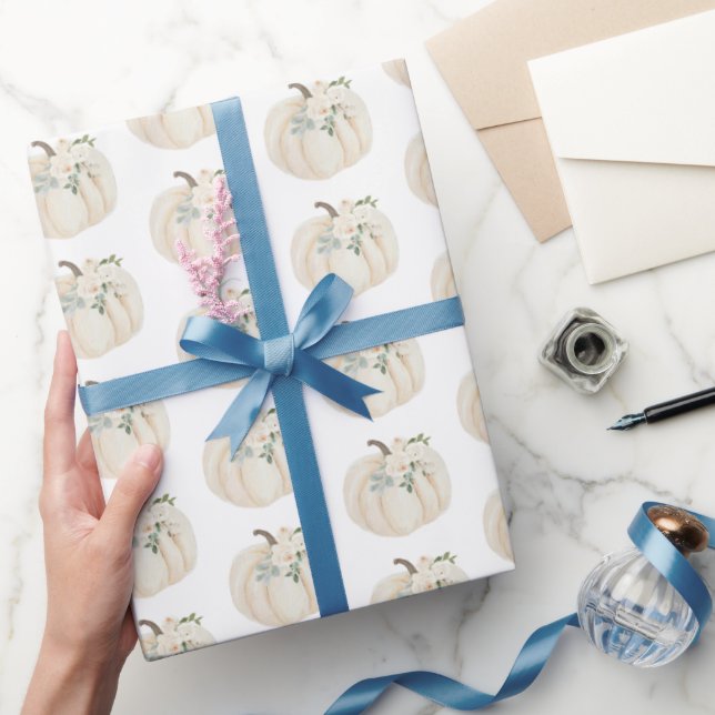 Papier Cadeau Aquarelle rustique Citrouille d'automne Floral (Cadeaux)