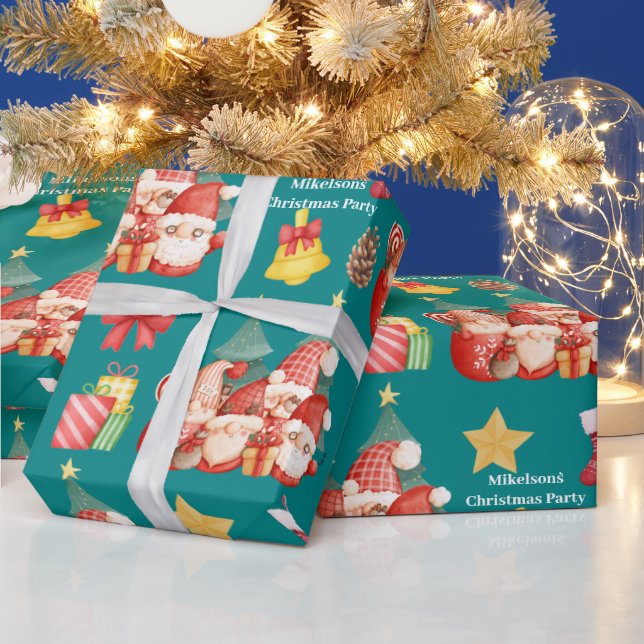 Papier Cadeau Aquarelle scandinave mignonne Gnomes de Noël (Vacances)