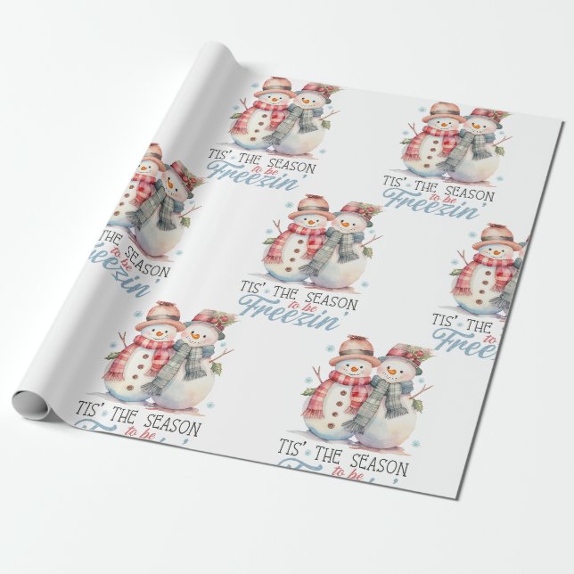 Papier Cadeau Aquarelle Snowman (Déroulé)