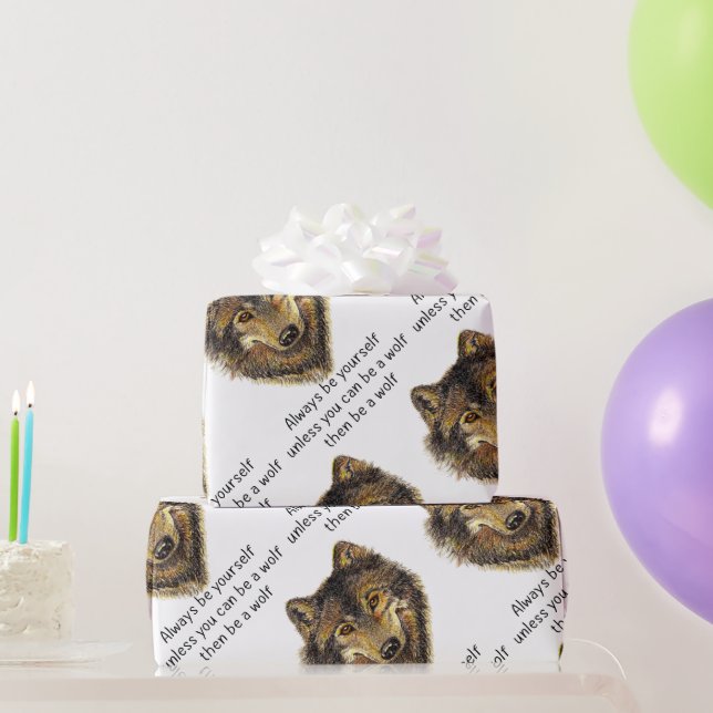 Papier Cadeau Aquarelle Soyez toujours vous-même être un loup An (Cadeaux de fête)