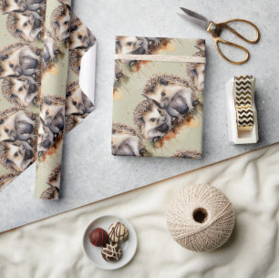 Papier Cadeau Aquarelle Style mignon petit hérisson art animal