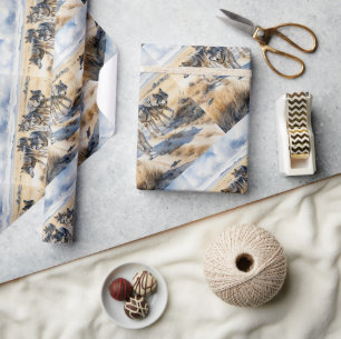 Papier Cadeau Aquarelle Style Wolf Wolf Animal Nature Art