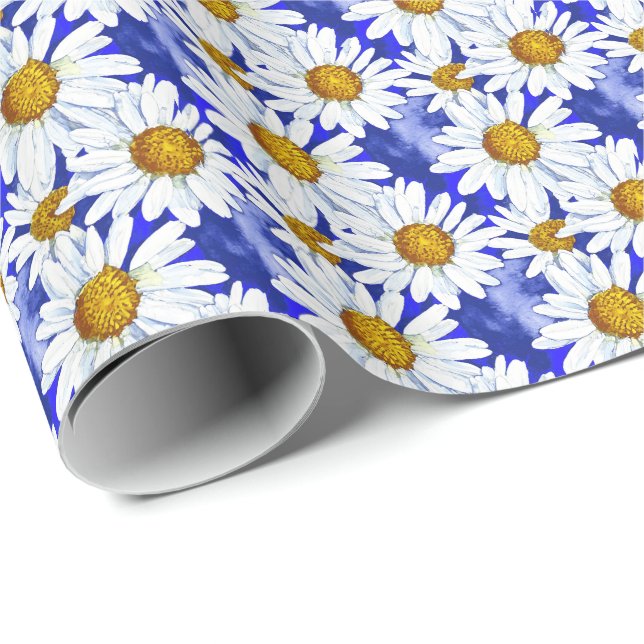 Papier Cadeau Aquarelle sur Denim Blue (Coin rond)
