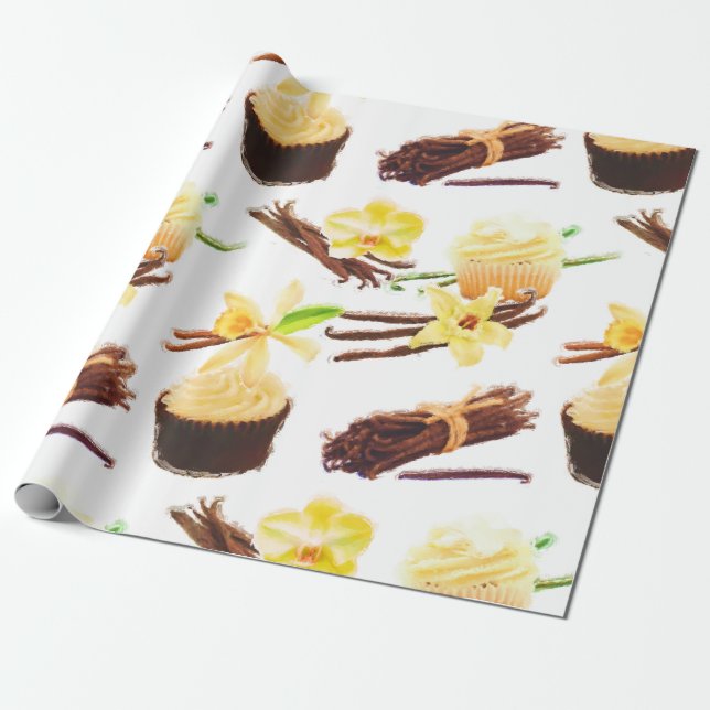Papier Cadeau Aquarelle Sweet Vanilla Orchid (Déroulé)