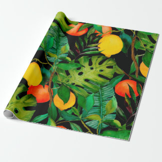 Papier Cadeau Aquarelle transparente motif avec feuilles tropica