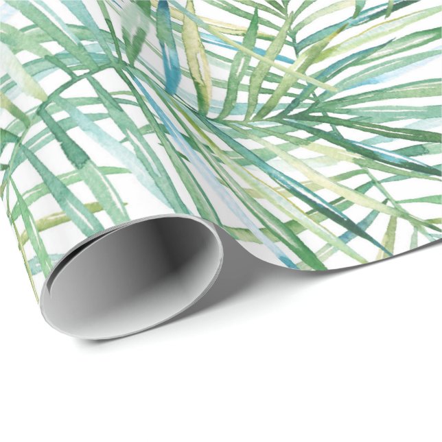 Papier Cadeau Aquarelle tropicale de feuille (Coin rond)