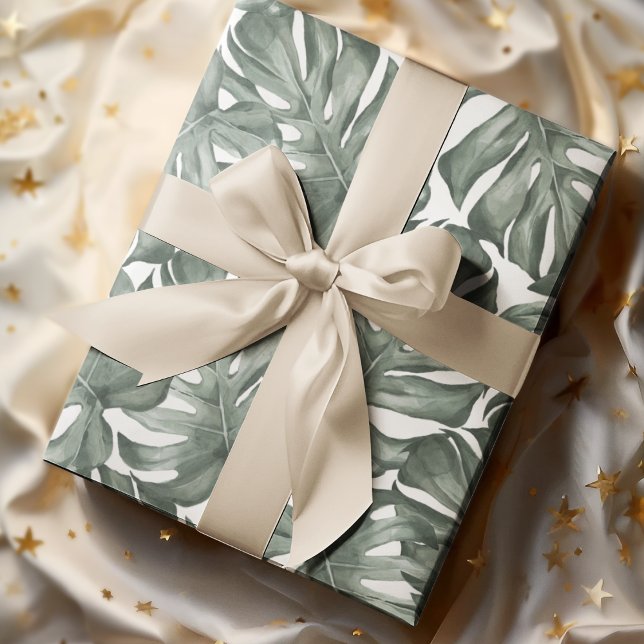 Papier Cadeau Aquarelle tropicale Oasis moderne Feuille Motif (Créateur téléchargé)