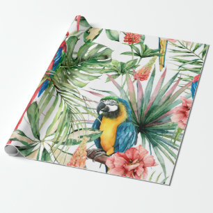 Papier Cadeau Aquarelle tropicale sans coutures motif avec perro