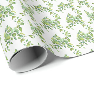 Papier Cadeau Aquarelle vert eucalyptus feuillage vert