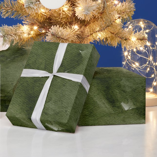 Papier Cadeau Aquarelle Vert moderne Motif de Noël (Vacances)