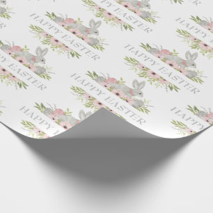 Papier Cadeau Aquarelle vintage Lapin de Pâques OEufs de Pâques