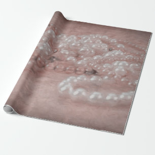 Papier Cadeau Aquarelle vintage Rose d'antiquité or blanc perles