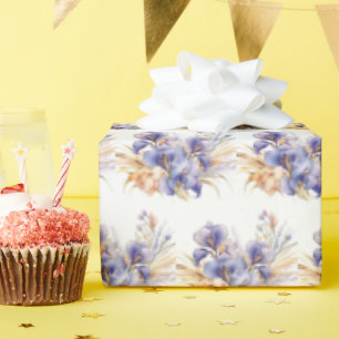 Papier Cadeau Aquarelle violet Iris Bouquet