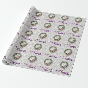 Papier Cadeau Aquarelle Violet Violet Floral Wreath