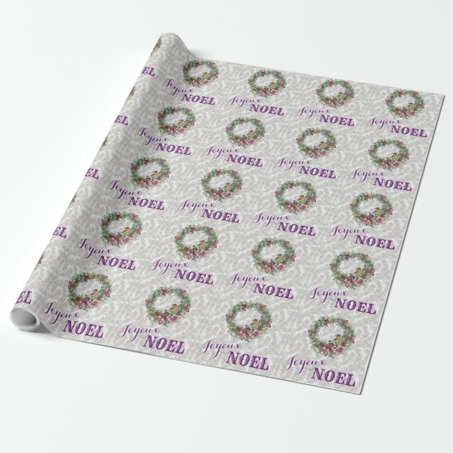 Papier Cadeau Aquarelle Violet Violet Floral Wreath (Déroulé)