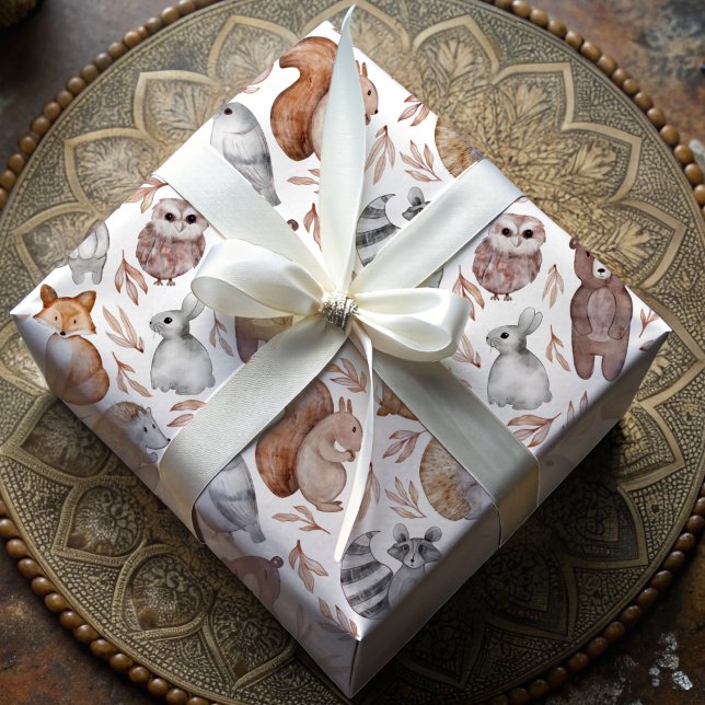 Papier Cadeau Aquarelle Whimsical Animaux de la forêt (Créateur téléchargé)