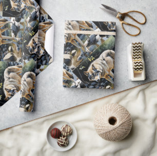 Papier Cadeau Aquarelle Wilderness Wolf Nature animale