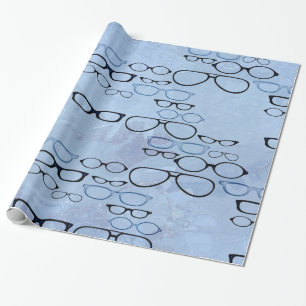 Papier Cadeau Aquarelles bleues Eyeglass encadrements Papier d'e