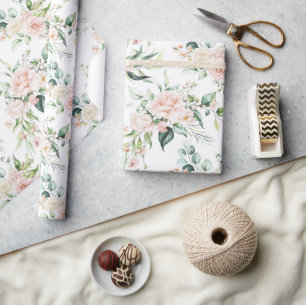 Papier Cadeau Aquarelles rose pastel motif rose